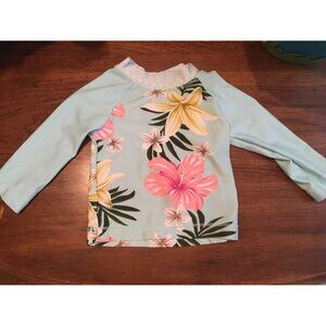 Carter’s Tropical Print Rash Guard/Swim Top Floral Beach Sz 3 Months Baby Girls